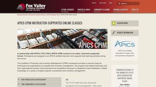 APICS CPIM Online Classes | Fox Valley Technical College