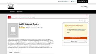 Wi-Fi Hotspot Device (Device) | Chicago Public Library | BiblioCommons