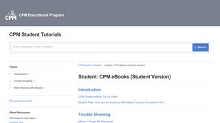 Student: CPM eBooks (Student Version) | CPM Student Tutorials