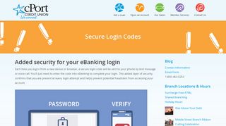Secure Login Codes in eBanking - cPort Credit Union