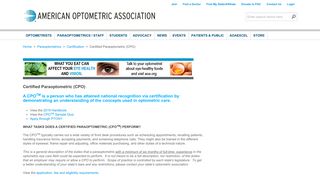 Certified Paraoptometric (CPO) - American Optometric Association