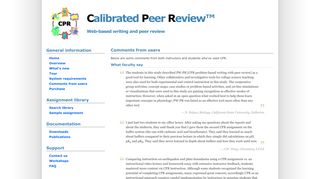 Calibrated Peer Review: Comments from users