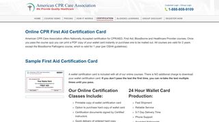Certification - American CPR Care Association