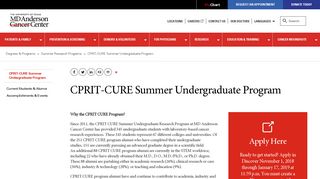 CPRIT - Summer Undergraduate Program | MD Anderson Cancer ...