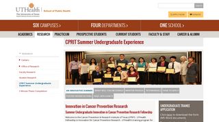 CPRIT Summer Undergraduate Experience - (UTHealth) School of ...