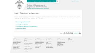 Login: Questions and Answers | College of Physicians and Surgeons ...