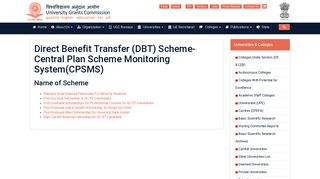 Direct Benefit Transfer (DBT) Scheme-Central Plan Scheme ... - UGC