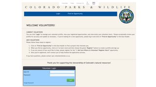 CPW Volunteer Login - Colorado Parks & Wildlife Volunteer Database