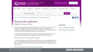 New provider application - CQC
