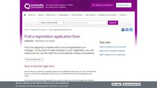 Find a registration application form | Care Quality Commission