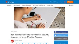 Tax Tip:How to enable additional security features on your CRA My ...