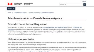 Telephone numbers – Canada Revenue Agency - Canada.ca
