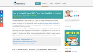 Bypass Windows Login Password - Androidphonesoft