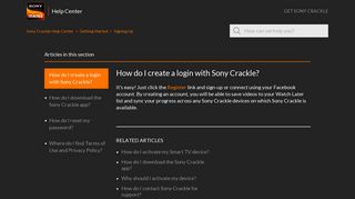 How do I create a login with Sony Crackle? – Sony Crackle Help Center