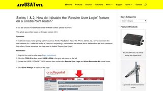 Disable the Require User Login feature on a CradlePoint router