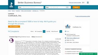 CraftJack, Inc. | Complaints | Better Business Bureau® Profile