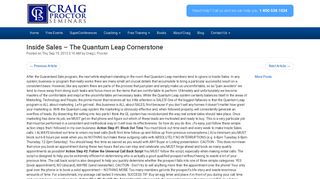 Inside Sales – The Quantum Leap Cornerstone | Craig Proctor