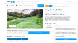 Craigmillar Park Golf Club Tee Times - Edinburgh Midlothian