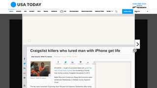 Craigslist killers who lured man with iPhone get life - USA Today