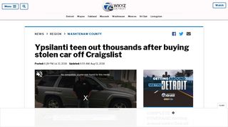Ypsilanti teen out thousands after buying stolen car off Craigslist