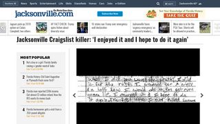Jacksonville Craigslist killer: 'I enjoyed it and I hope to do it again'