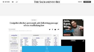 Craigslist drops personals ads over sex trafficking legislation | The ...