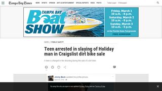 Teen arrested in slaying of Holiday man in Craigslist dirt bike sale