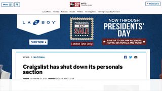 Craigslist has shut down its personals section - ABC Action News
