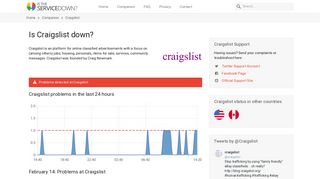 Craigslist down? Current status and problems - Is The Service Down?