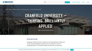 Cranfield University – 'Thinking, Brilliantly Applied' - EDUopinions