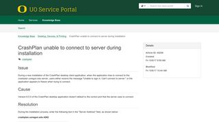 CrashPlan unable to connect to server during ... - UO Service Portal