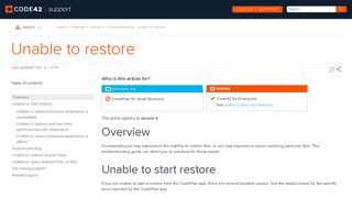Unable to restore - Code42 Support