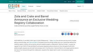 Zola and Crate and Barrel Announce an Exclusive Wedding Registry ...