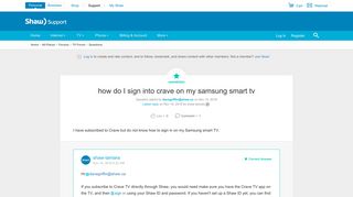 how do I sign into crave on my samsung smart tv | Shaw Support ...