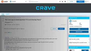 The Crave app on Samsung Smart TV is not showing 