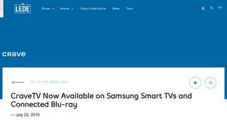 CraveTV Now Available on Samsung Smart TVs and Connected Blu ...