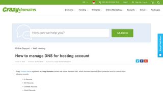 How to manage DNS for hosting account - Crazy Domains Support