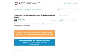 Crazy Domains Email Hosting - Fotomerchant Support
