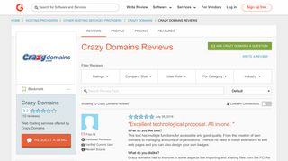 Crazy Domains Reviews 2018 | G2 Crowd