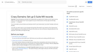 Crazy Domains: Set up G Suite MX records - G Suite Admin Help