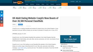 UK Adult Dating Website CrazyOz Now Boasts of Over ... - Benzinga