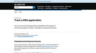 Track a DBS application - GOV.UK