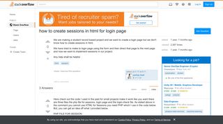 how to create sessions in html for login page - Stack Overflow