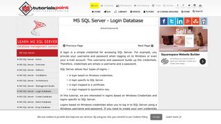 MS SQL Server Login Database - Tutorialspoint