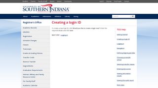Creating a login ID - University of Southern Indiana