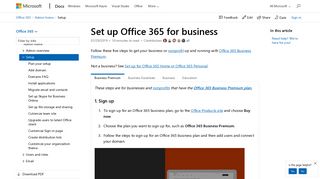 Set up Office 365 for business | Microsoft Docs
