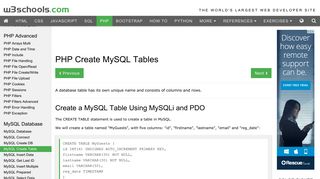 PHP Create MySQL Table - W3Schools