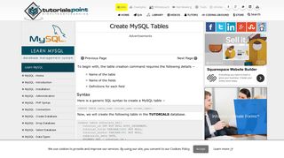 Create MySQL Tables - Tutorialspoint