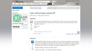 User without login purpose - MSDN - Microsoft