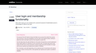 User login and membership functionality | Webflow Wishlist